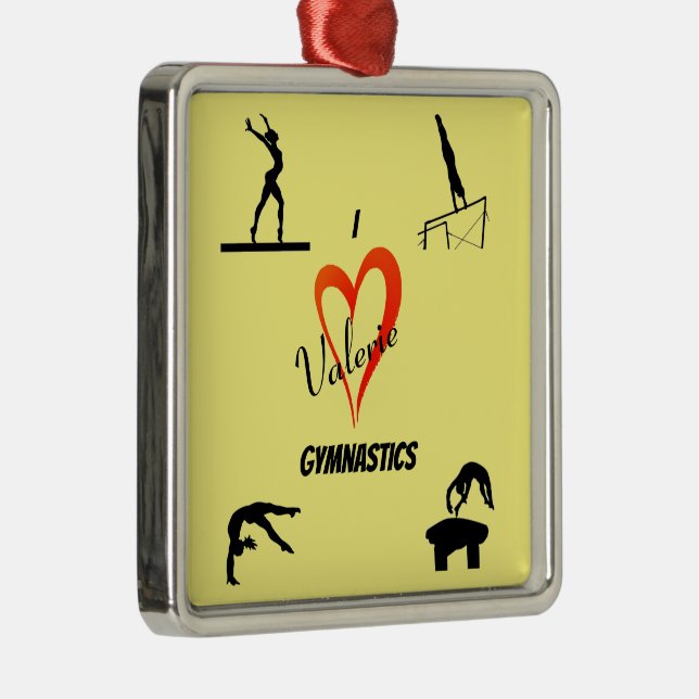 Love Gymnastics Girl's Yellow Ceramic Ornament (Right)