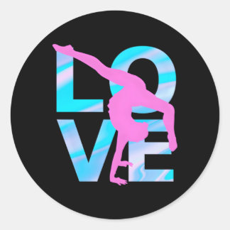 Love Gymnastics Gymnast Turns Flips Classic Round Sticker