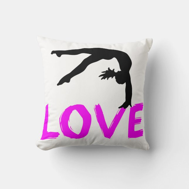 Love Gymnastics Throw Pillow (Front)