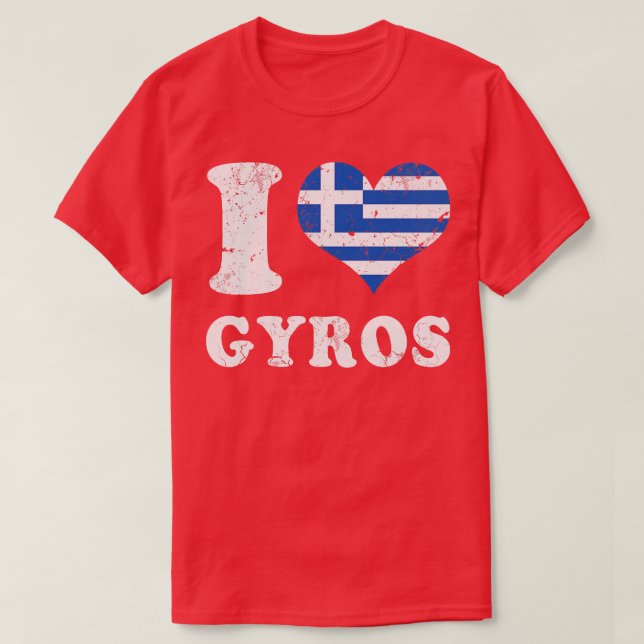 Love Gyros Greek Food Greece Flag T-Shirt (Design Front)