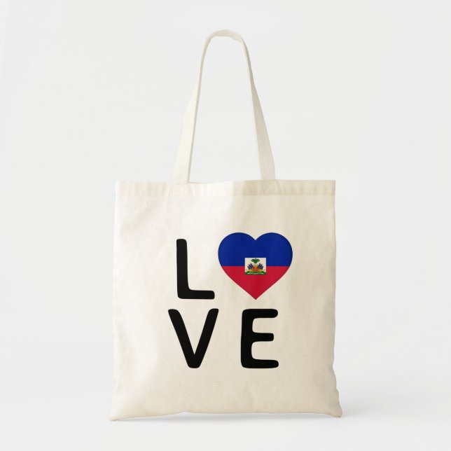 Love - Haiti Flag Tote Bag (Front)