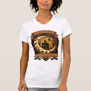 Love Halloween Haunted House Crescent Moon Black C T-Shirt