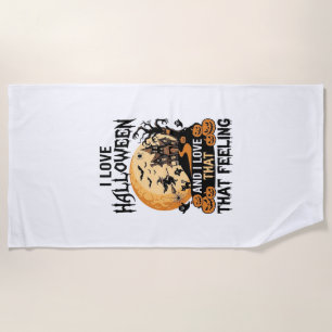 Love Halloween Haunted House Moon Witch Pumpkins_1 Beach Towel