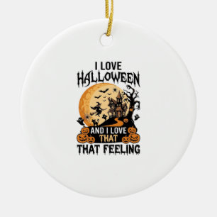 Love Halloween Haunted House Moon Witch Pumpkins_1 Ceramic Tree Decoration