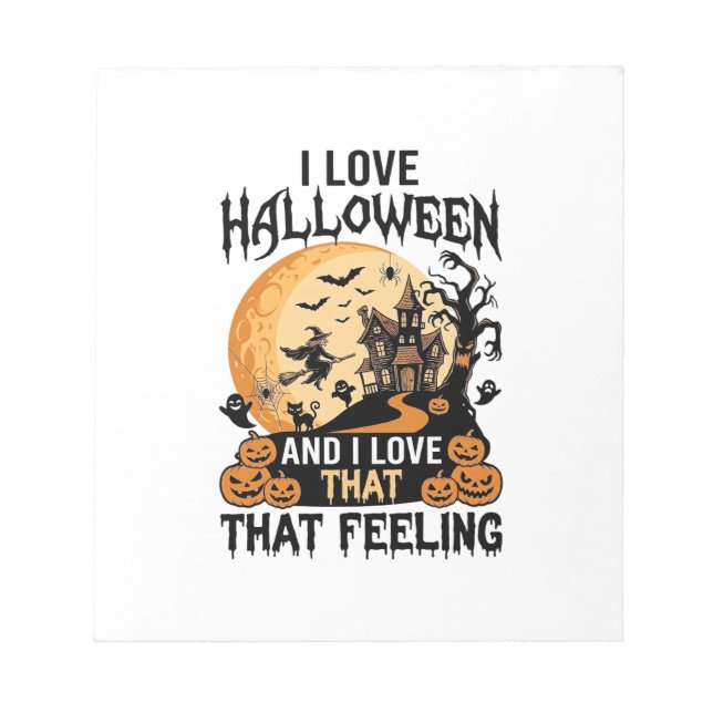 Love Halloween Haunted House Moon Witch Pumpkins_1 Notepad (Front)