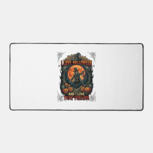 Love Halloween Skeleton Scarecrow Full Moon Pumpki Desk Mat