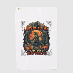 Love Halloween Skeleton Scarecrow Full Moon Pumpki Golf Towel