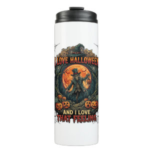 Love Halloween Skeleton Scarecrow Full Moon Pumpki Thermal Tumbler