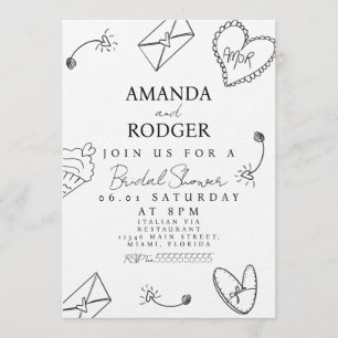 Love Hand drawn Doodles Bridal Shower Invitation