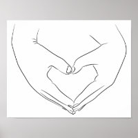 Love Hand Heart Line Art Drawing Cute Modern