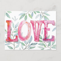 Love Hand Painted Floral Valentines Day watercolor