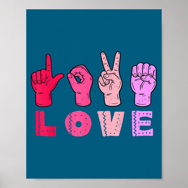Love Hand Sign Language Asl Valentines Day Men Wom (Front)