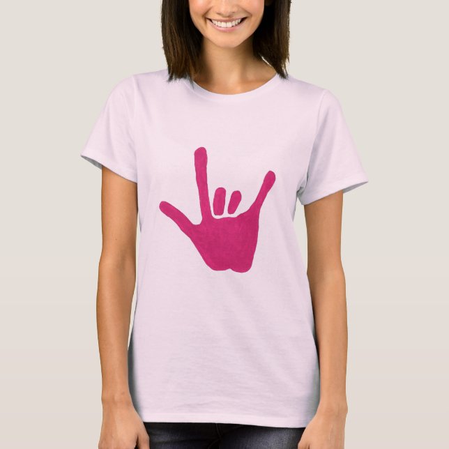 Love hand sign language, in pink, shirts (Front)