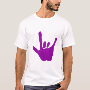 Love hand, sign language in purple on Tee