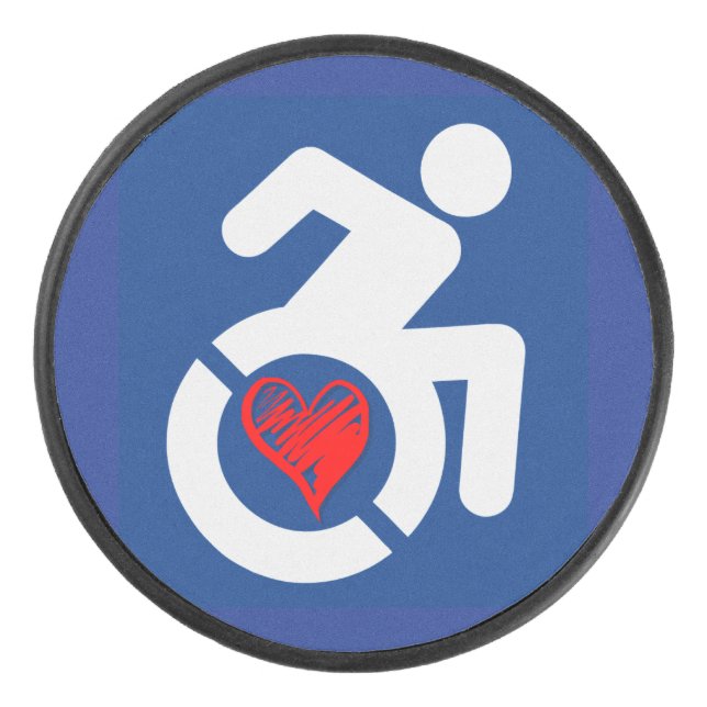 Love Handicapped Hockey Puck (Front)