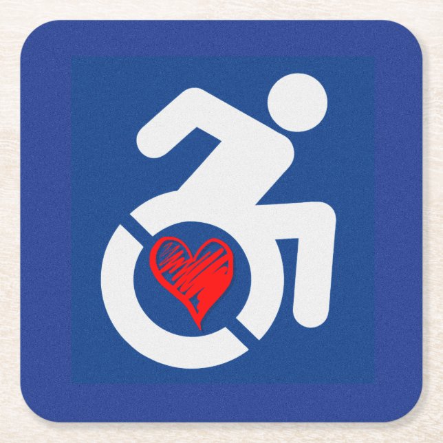 Love Handicapped Square Paper Coaster (Front)