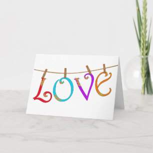 Love hanging out to dry romantic boho colourful card
