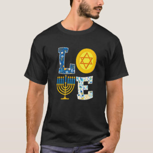 Love Hanukkah Chanukah Menorah Pajama Matching Fa T-Shirt