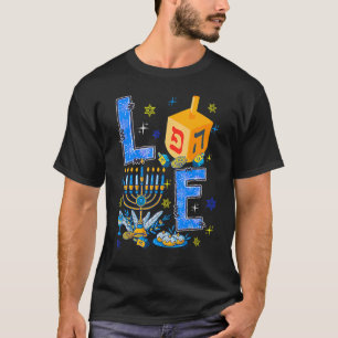 LOVE Hanukkah Decorations Cute Dreidel Menorah Jew T-Shirt