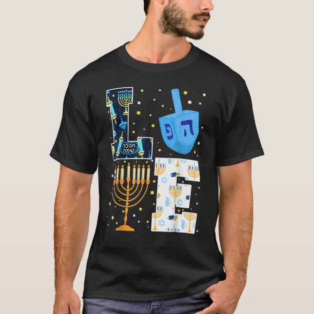 LOVE Hanukkah Decorations Dreidel Menorah 2022 Cha T-Shirt (Front)