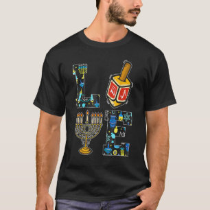 LOVE Hanukkah Decorations Dreidel Menorah Chanuka T-Shirt