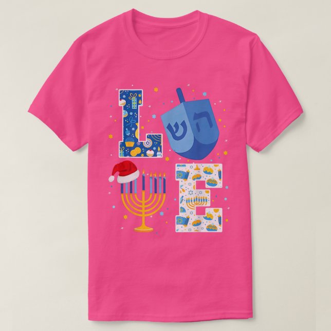 Love Hanukkah Decorations Dreidel Menorah Chanukah T-Shirt (Design Front)
