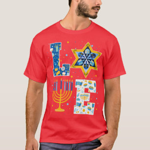 LOVE Hanukkah Decorations Dreidel Menorah Pyjamas T-Shirt