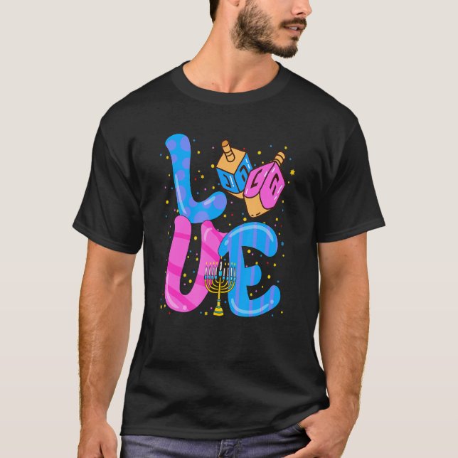 Love Hanukkah Dreidel Happy Chanukkah Costume Jewi T-Shirt (Front)