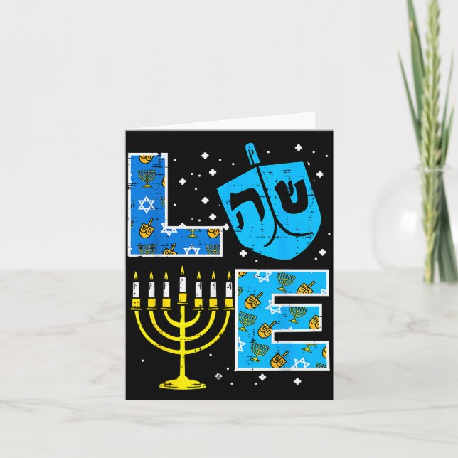 Love Hanukkah Dreidel Menorah Jewish Chanukah Men  Card (Front)