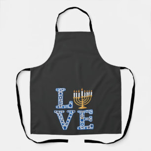 Love Hanukkah Jewish Holiday Menorah Apron