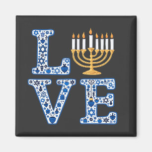 Love Hanukkah Jewish Holiday Menorah Magnet