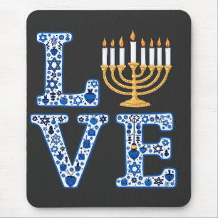 Love Hanukkah Jewish Holiday Menorah Mouse Mat