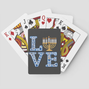 Love Hanukkah Jewish Holiday Menorah Playing Cards