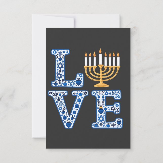 Love Hanukkah Jewish Holiday Menorah  Thank You Card (Front)
