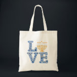 Love Hanukkah Jewish Holiday Menorah Tote Bag<br><div class="desc">Jewish Hanukkah, Menorah love, Jewish holiday, Hanukkah menorah, Jewish traditions, Festival of Lights, Love in Hanukkah, Menorah design, Jewish holiday spirit, Jewish love art</div>
