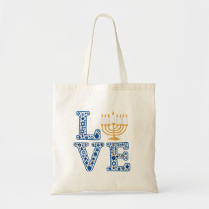 Love Hanukkah Jewish Holiday Menorah  Tote Bag