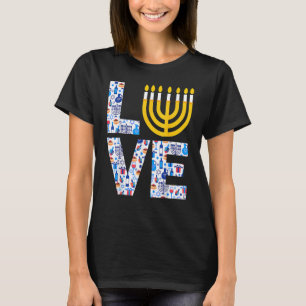 Love Hanukkah Menorah Jewish Pajama For Men Women T-Shirt