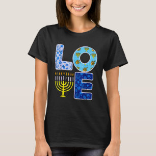 Love Hanukkiah Menorah Jew Hanukkah Chanukah Men W T-Shirt
