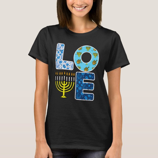 Love Hanukkiah Menorah Jew Hanukkah Chanukah Men W T-Shirt (Front)