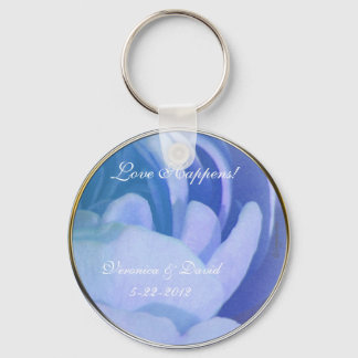Love Happens Blue Rose Wedding Favour Keychain