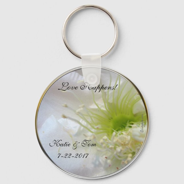 Love Happens Festive Wedding Favour Keychain (Front)