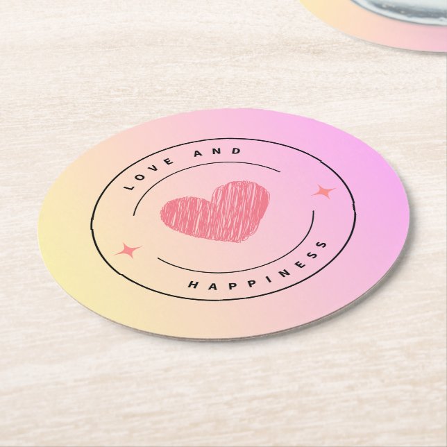 Love & Happiness Drink Coaster (Angled)