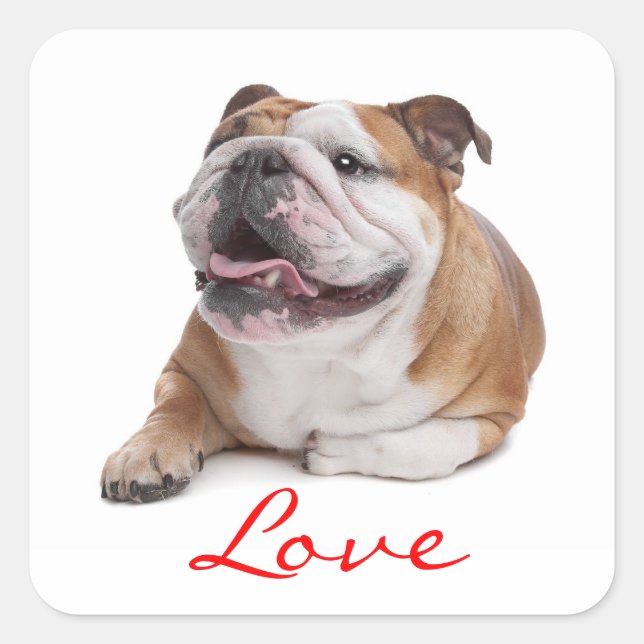 Love Happy Bulldog Puppy Dog  Sticker (Front)