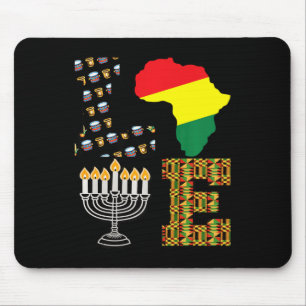 Love Happy Kwanzaa Africa Map Kinara Candles Afric Mouse Mat