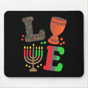 Love Happy Kwanzaa African Map Kinara Candles Men  Mouse Mat