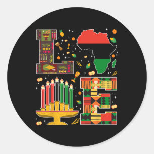 Love Happy Kwanzaa Decorations Africa Map Kinara C Classic Round Sticker