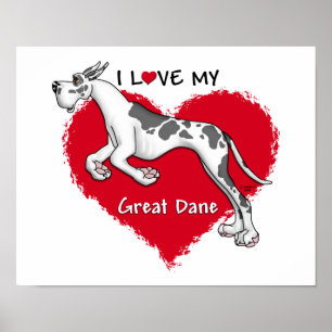 Love Harlequin Great Dane Poster