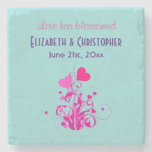 Love Has Blossomed Wedding Hearts Stone Coaster