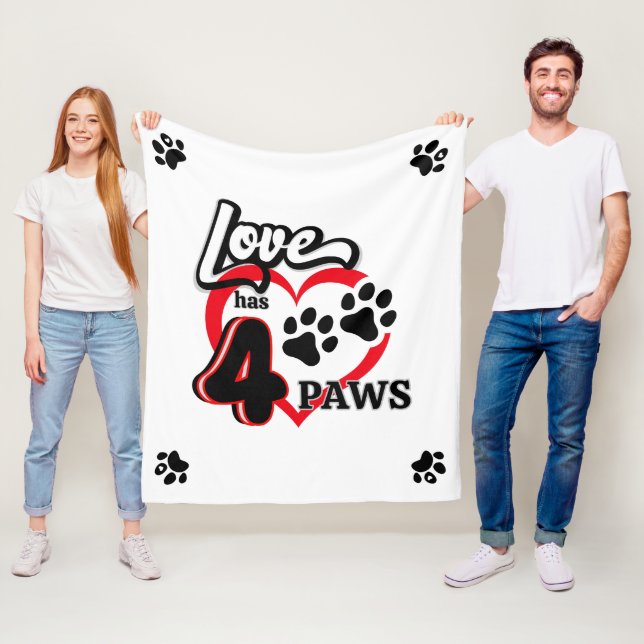Love Has Four Paws for Animal Lovers! Fleece Blanket (In Situ)