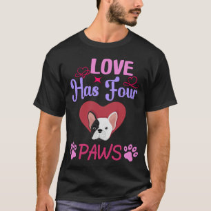 Love Has Four Paws Valentine's Day Bulldog Couple T-Shirt